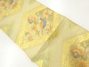 アンティーク　菱に花鳥模様織出し袋帯（材料）